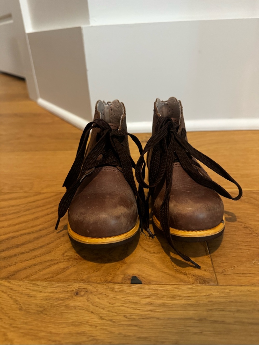 European Leather Toddler Boots • EU 23 • Brown Perforated Leather • Boutique